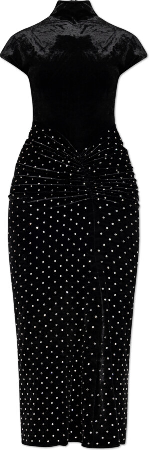Alaia Velvet Dress With Shimmering Sequins  - Black