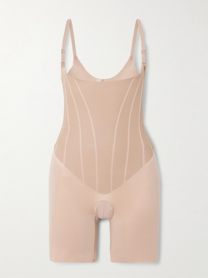 Spanx - Spanxsupersculpt™ Totalcontour Open-bust Mid-thigh Bodysuit - Neutrals