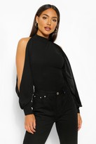 Thumbnail for your product : boohoo Crepe Split Sleeve High Neck Top