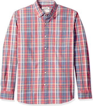Goodthreads Men's Standard-Fit Long-Sleeve Plaid Chambray Shirt