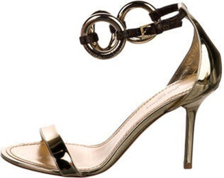 Pre-Loved Louis Vuitton Women's Metallic Gold Strappy Heeled Sandals at  1stDibs
