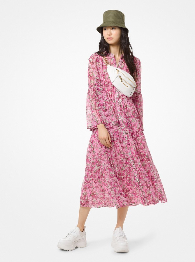 michael kors floral chiffon dress