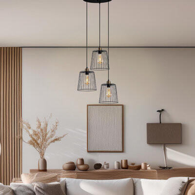 17 Stories Adjustable Height 3 Lights Metal Body Cluster Pendant With Metal Cap