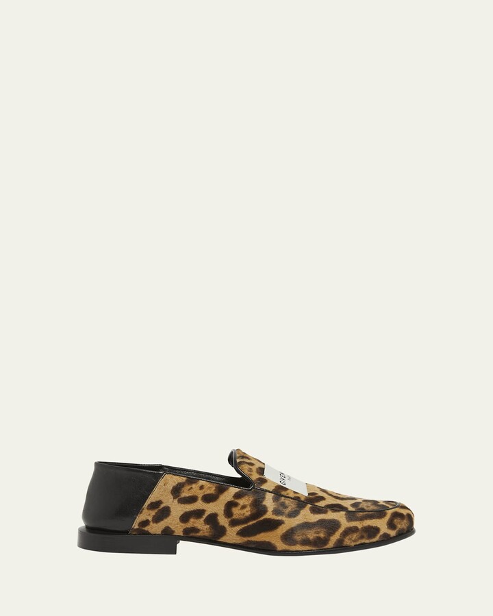 Givenchy Leopard Calf Hair and Leather Label Loafers