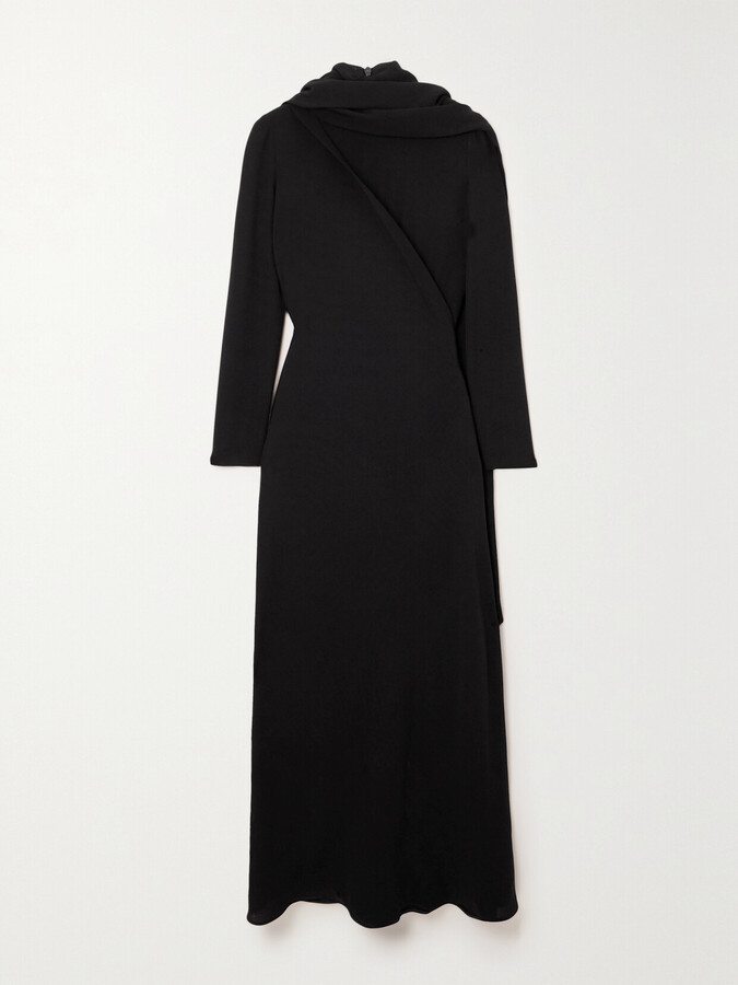 The Row Pascal Draped Silk-crepe Maxi Dress - Black