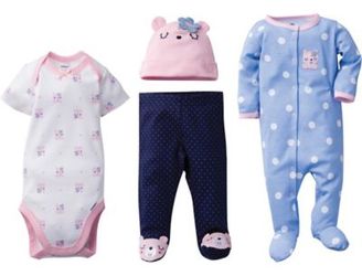Gerber 4-Piece Bear Bodysuit, Footie, Footed Pant, and Hat Set