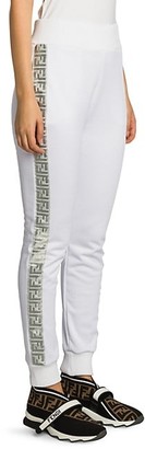 Fendi Silver Logo Stripe Track Pants