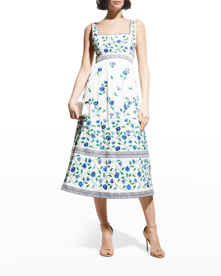 Alice + Olivia Joella Floral Embroidered Midi Dress - ShopStyle