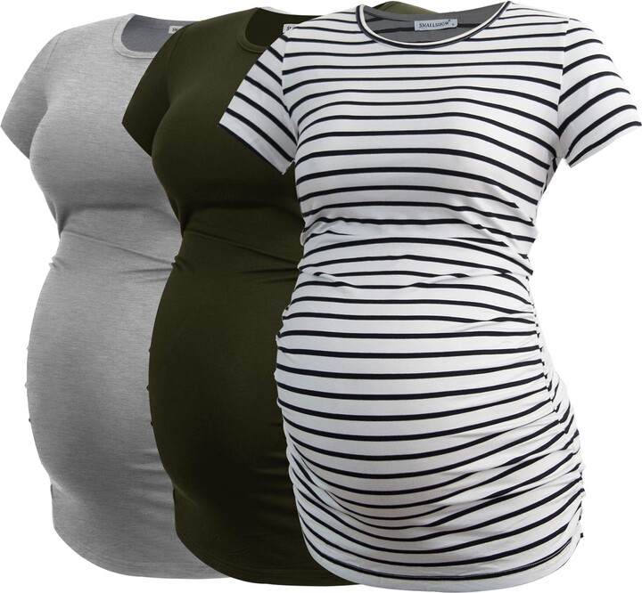 Bearsland Women's 3 Packs Maternity Clothes Long Sleeves Breastfeeding Shirts Nursing Top 