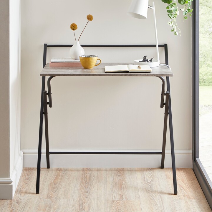 Dunelm Evelyn Concrete Effect Folding Desk Grey ShopStyle