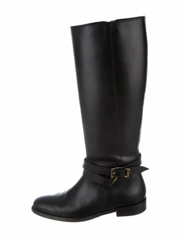 Burberry Leather Riding Boots Black ShopStyle