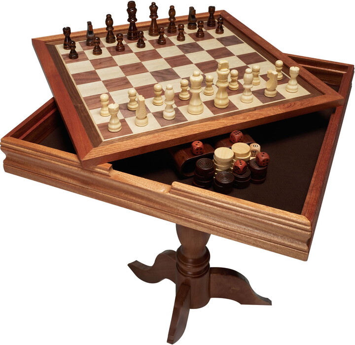 KFFKFF Chess Checkers Backgammon Table 18" 3-IN-1 Combo Game Table Furniture Set