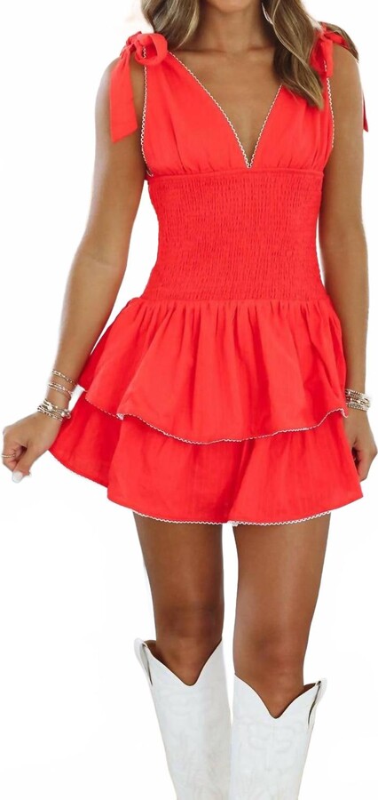 Cotton Candy Sweet Ties Dress In Red