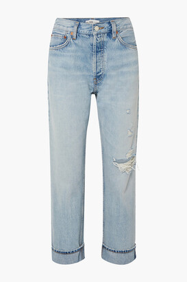 RE/DONE 90s Loose Straight Cropped Distressed Mid-rise Jeans