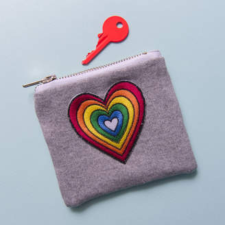 Gemima London Rainbow Heart Badge Personalised Make Up Zip Bag