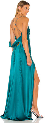 michelle mason strappy cowl wrap gown