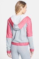 Thumbnail for your product : BP Colorblock Mixed Media Hooded Varsity Jacket (Juniors)