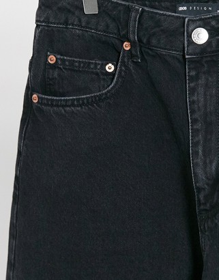 ASOS Petite DESIGN Petite High rise 'relaxed' dad jeans in washed black