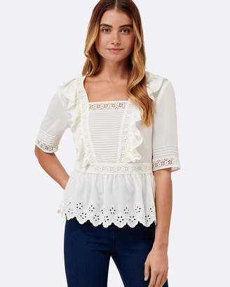 Forever New Ruby Frill Lace Splice Blouse