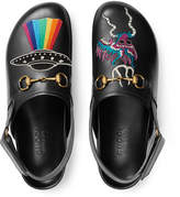 Thumbnail for your product : Gucci River Horsebit Leather Slipper with Appliqu&233s, Black
