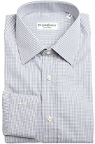 Thumbnail for your product : Saint Laurent grey and white mini check cotton point collar dress shirt
