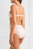 Thumbnail for your product : She Made Me Lalita Crocheted Cotton Bikini Top - Pastel pink