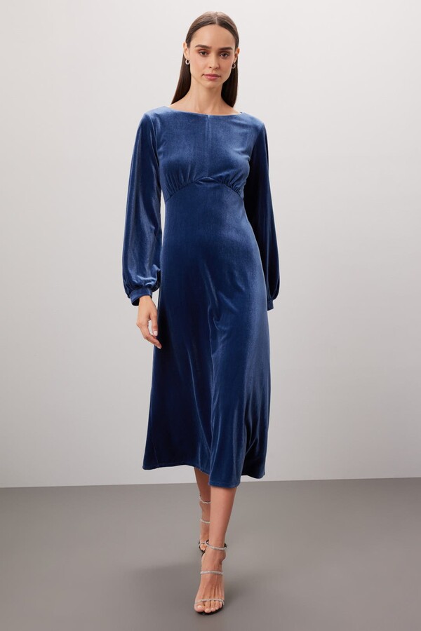 Love, Whit by Whitney Port Blue Velvet Midi Dress Blue