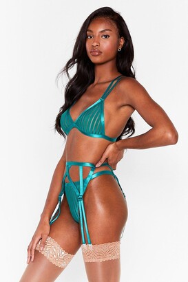 Nasty Gal Mesh Strappy Triangle 3-Pc Lingerie Set - Green - ShopStyle