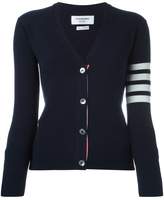 Thumbnail for your product : Thom Browne Classic V-Neck Cardigan with 4-Bar Stripe in Navy Cashmere