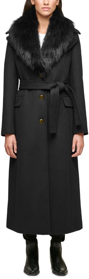 calvin klein faux fur trim coat
