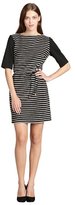 Thumbnail for your product : SD Collection black and ivory three quarter sleeve textured stripe dress