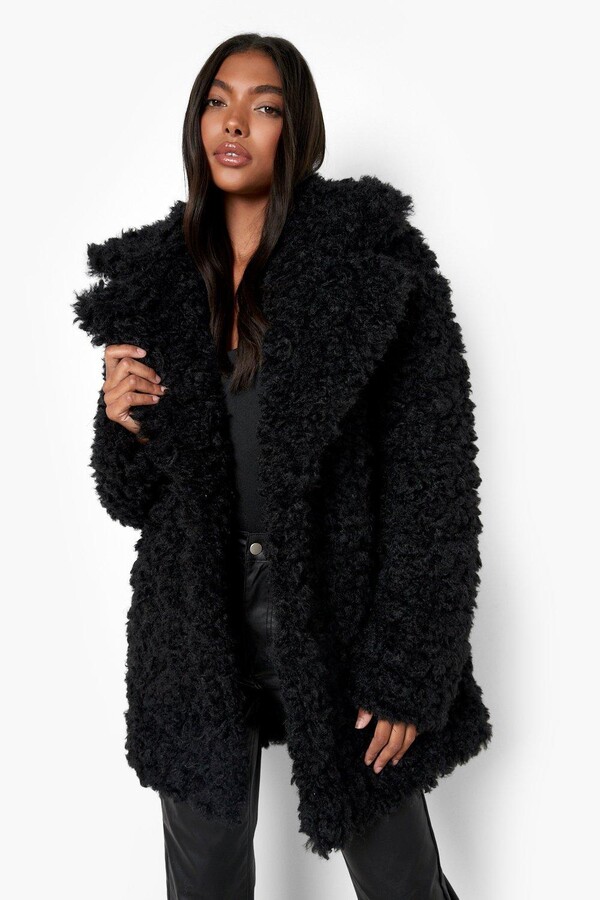 black fluffy teddy coat