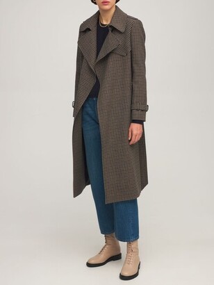 Tagliatore Carola wool blend check belted coat