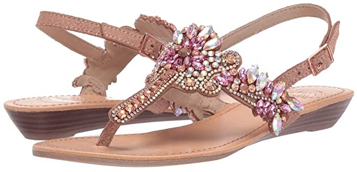 yellow box rose gold flip flops