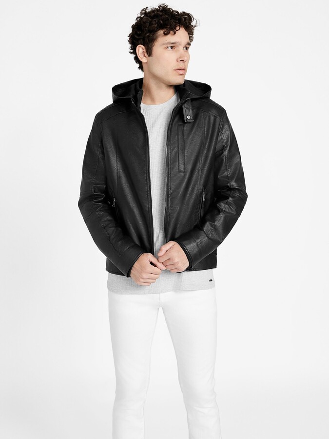 Men's Guess Leather Jacket | ShopStyle