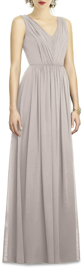 dessy collection surplice ruched chiffon gown