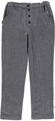 Nui Billy Herringbone Organic Cotton Flannel Trousers Grey