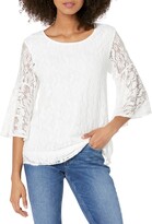 Thumbnail for your product : Star Vixen Women's Petite Stretch Bell-Sleeve Keyhole Back Cutout Top-Lined