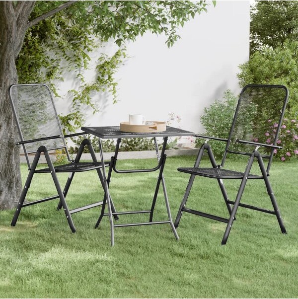 HBEZON GardenTableAnthraciteExpandedmetalmeshSmall