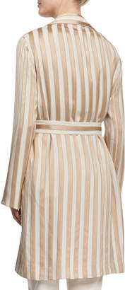 The Row Stervis Striped Jacket W/Belt, Blush/Ivory Stripe