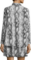 Thumbnail for your product : Rachel Zoe Sharona Snake-Print Layered Shirtdress, Black/White