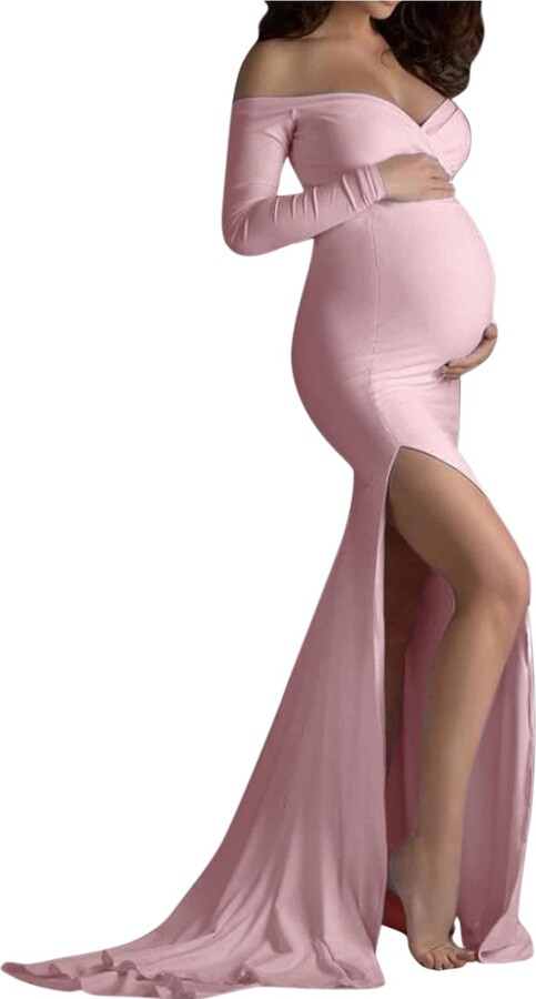 Women's Maternity Dress Maternity Long Evening Dress Long Pregnant Clothing Pregnant  Multiway Tulle Dress Long Sleeve Lace Shoulderless Clothing Maternity Dress  Photo Shooting Maternity Dress Off : : Fashion