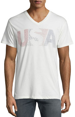 Sol Angeles USA Faded V-Neck T-Shirt, White