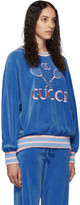 Thumbnail for your product : Gucci Blue Chenille Tennis Logo Sweatshirt