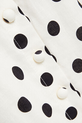 Zimmermann Bellitude Polka-dot Linen And Cotton-blend Halterneck Midi Dress