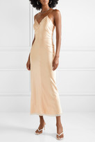 Thumbnail for your product : Alexander Wang Chain-embellished Lace-trimmed Silk-charmeuse Midi Dress - Peach