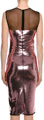 Tom Ford Sleeveless Liquid Sequin Cocktail Dress with Illusion