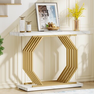 Rose Gold Console Table Faux Marble