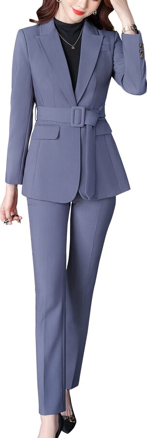 Women's Blazer Office Suit Pantsuit Simple Solid Color Suit Collar