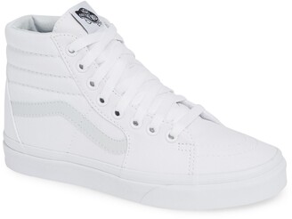 white leather high top vans
